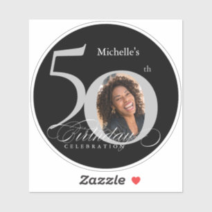 Sticker Elégant Silver Black Photo 50e anniversaire