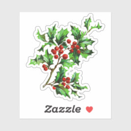 Sticker Élégant Vintage hiver Noël Holly Berries