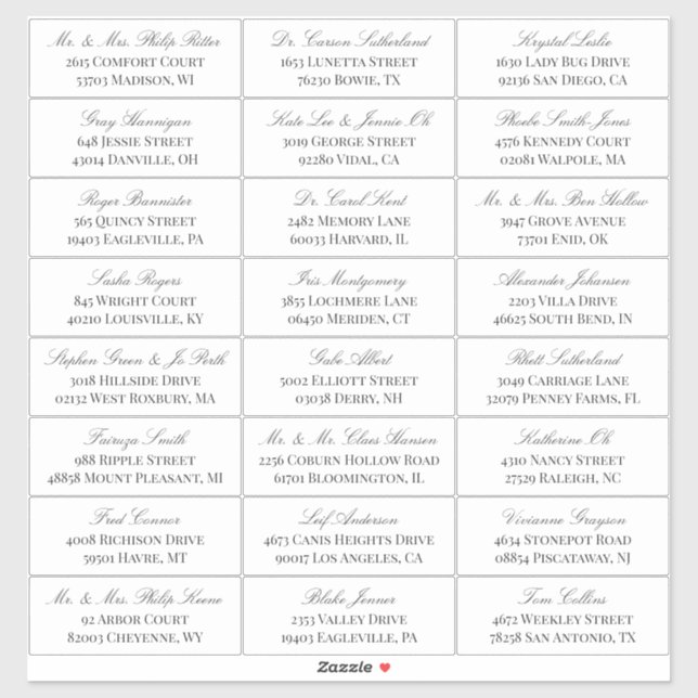 Sticker Elégant White Grey Script 24 Mariage Adresse du cl (Feuille)