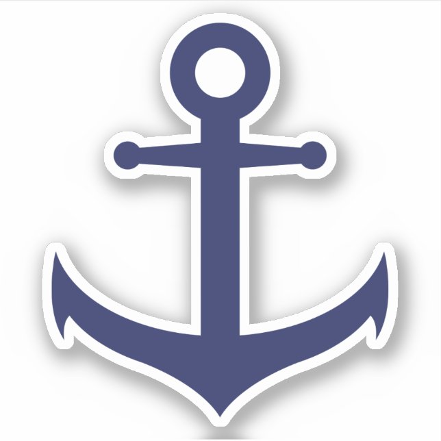Sticker Elégante ancre bleue marine minimale (Devant)