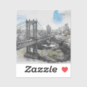 Sticker Elégante aquarelle Brooklyn Bridge NYC