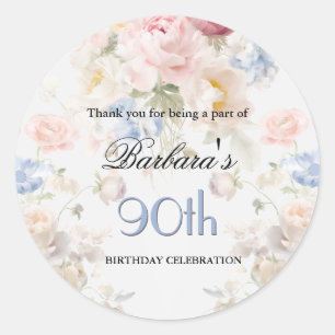 Sticker Elegante bemalte Rose Floral 90. Geburtsta