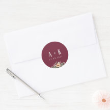 Sticker, elegantes Bordeaux-Monogramm