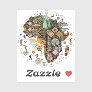 Sticker Éléments de motif décoratif tribal de carte d'Afri