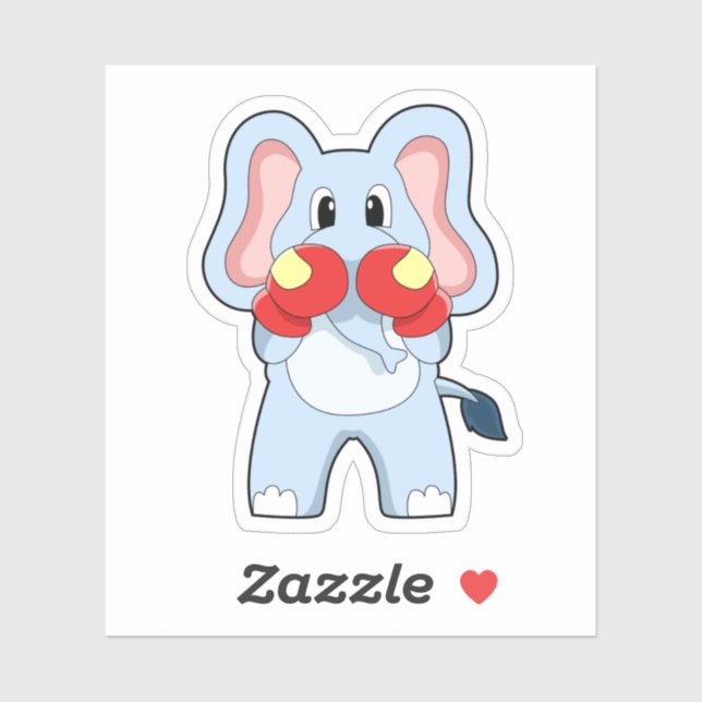 Sticker Eléphant à la boxe avec gants de boxe (Feuille)