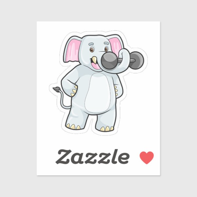 Sticker Elephant à Strenght entraînement avec Dumbbell (Feuille)