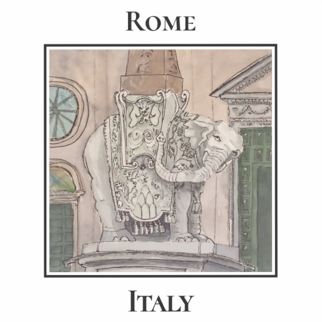 Sticker Elephant and Obelisk, Rome's Piazza della Minerva (Recto)