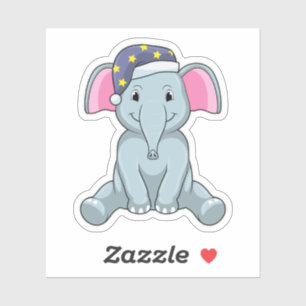 Sticker Eléphant au coucher avec casquette de nuit