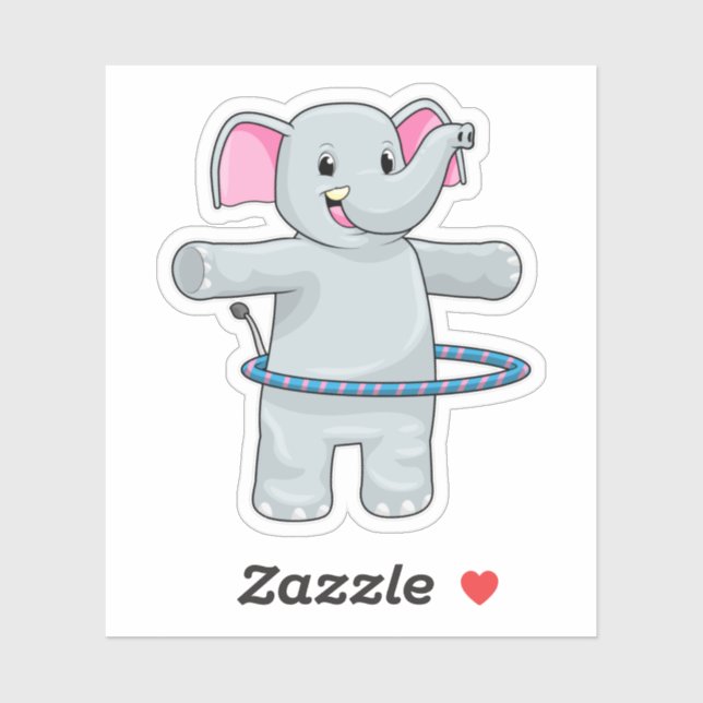 Sticker Eléphant au sport avec pneus Fitness (Feuille)