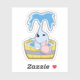 Sticker Eléphant avec baignoire remplie d'eau