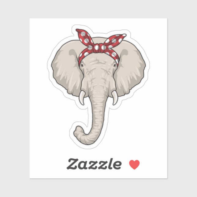 Sticker Eléphant avec Bandana (Feuille)