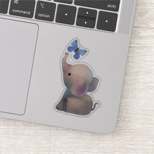 Sticker Éléphant avec papillon