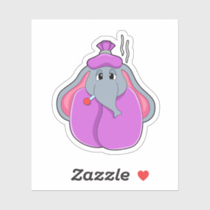 Sticker Eléphant avec thermomètre à fièvre