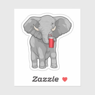 Sticker Eléphant Boire de la tasse