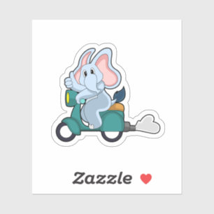 Sticker Elephant comme vélo avec scooter