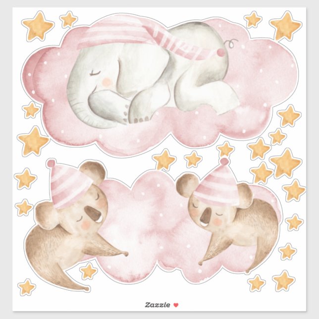 Sticker Eléphant couché Koala Bear Chambre Ensemble (Feuille)