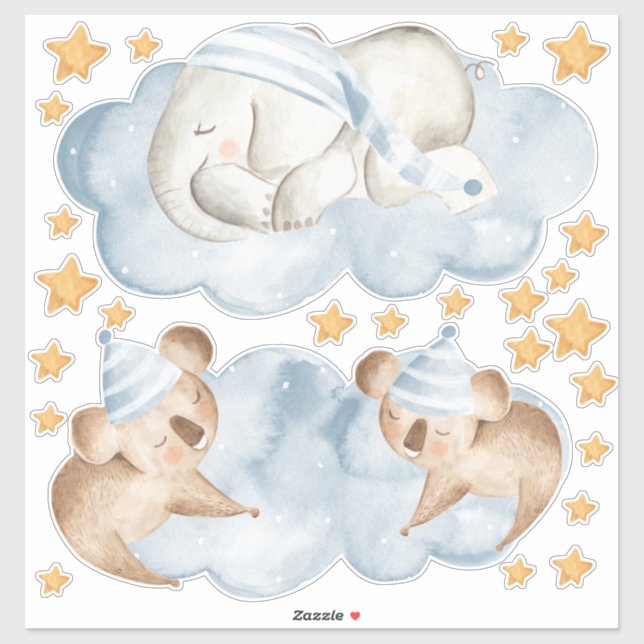 Sticker Eléphant couché Koala Bear Chambre Ensemble (Feuille)