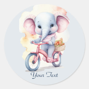 Sticker Eléphant Cyclisme Aquarelle