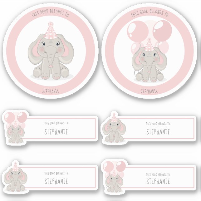 Sticker Elephant en Casquette de fête d'anniversaire (Devant)