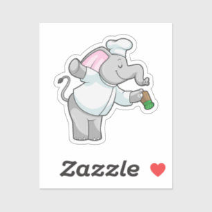 Sticker Elephant en chef avec shaker de sel