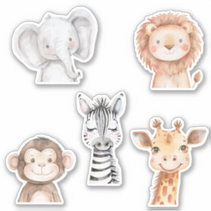 Sticker Éléphant Girafe Lion Singe Zèbre