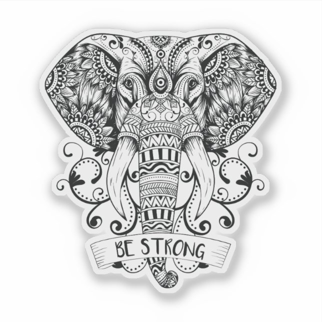 Sticker Eléphant Mandala (Devant)