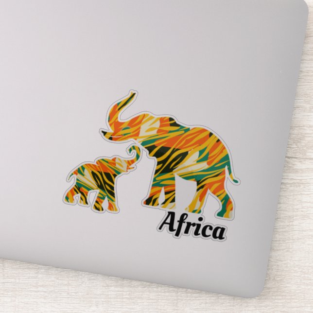 Sticker Eléphant mère et bébé | Motif africain (Détail)