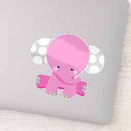 Sticker Eléphant mignon, Eléphant petit, Eléphant rose