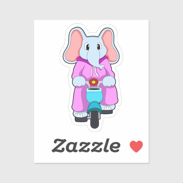 Sticker Elephant with Bicycle (Feuille)