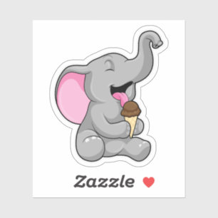 Sticker Elephant with chocolate gaufre ice cream