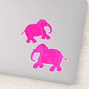 Sticker Eléphants asiatiques ensemble de 2 rose