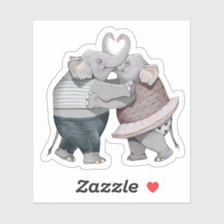 Sticker Elephants en amour
