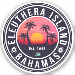 Sticker Eleuthera Island Bahamas Retro Sunset Souvenirs