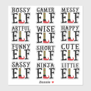 Sticker Elf Humour Caractéristiques rouges et vertes Fav