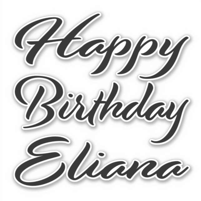 Sticker Eliana Nom Prénom Anniversaire de la Broderie noir (Devant)