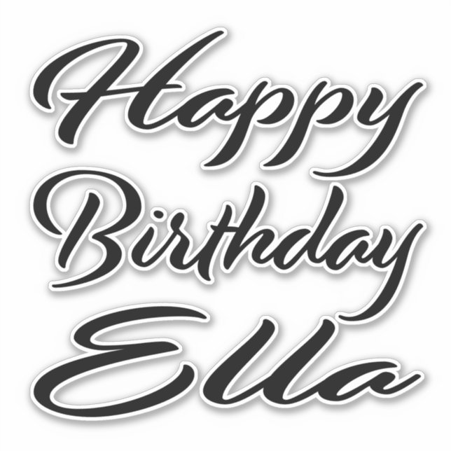 Sticker Ella Nom Prénom Anniversaire de la Broderie noire (Devant)