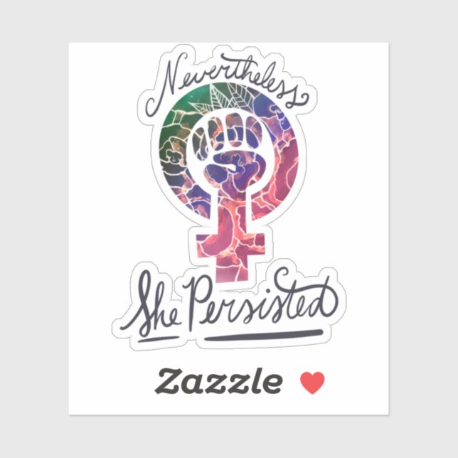 Sticker Elle a néanmoins persisté dans le Symbole féminist (Feuille)
