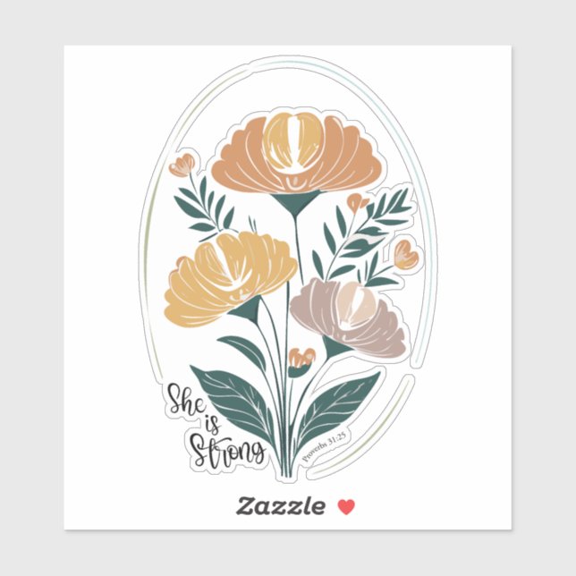 Sticker Elle est forte Psalm Boho Christian Inspiration T (Feuille)
