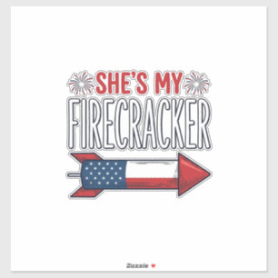 Sticker Elle est mon pétard Création de couple patriotique