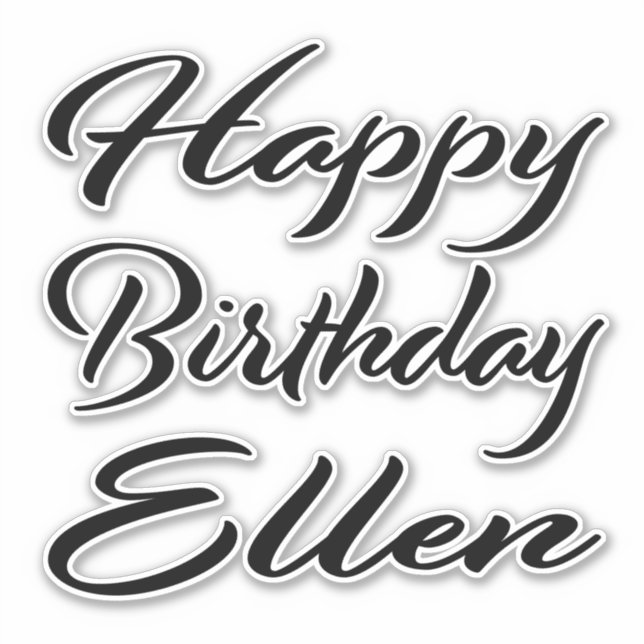 Sticker Ellen Name Prénom Anniversaire de la Broderie noir (Devant)