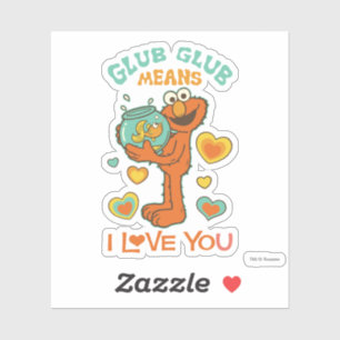 Sticker Elmo Holding son poisson rouge animal