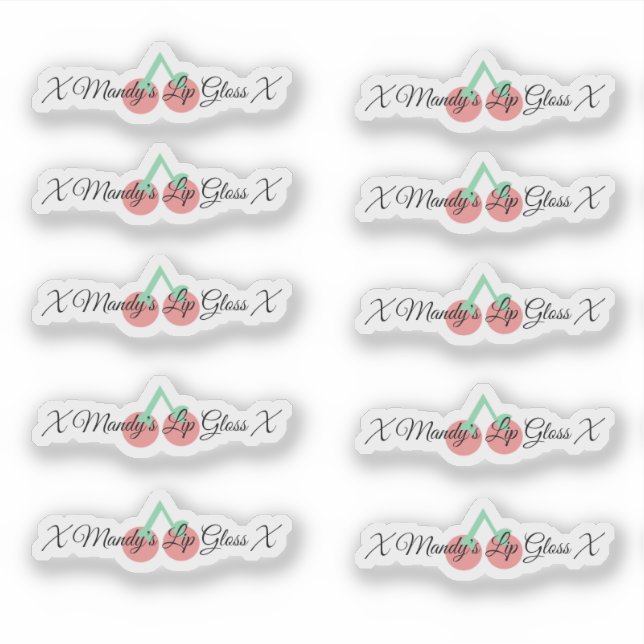 Sticker Emballage de gloss à lèvres cerise  Logo  Autocoll (Devant)