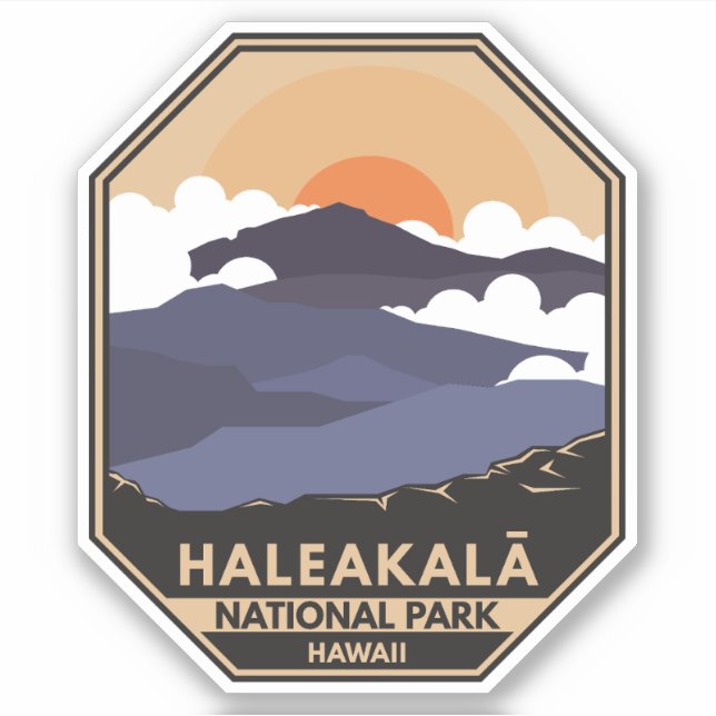 Sticker Emblem rétro du parc national de Haleakala (Devant)