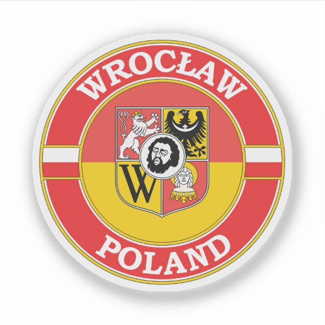 Sticker Emblème circulaire de Wroclaw Pologne (Devant)