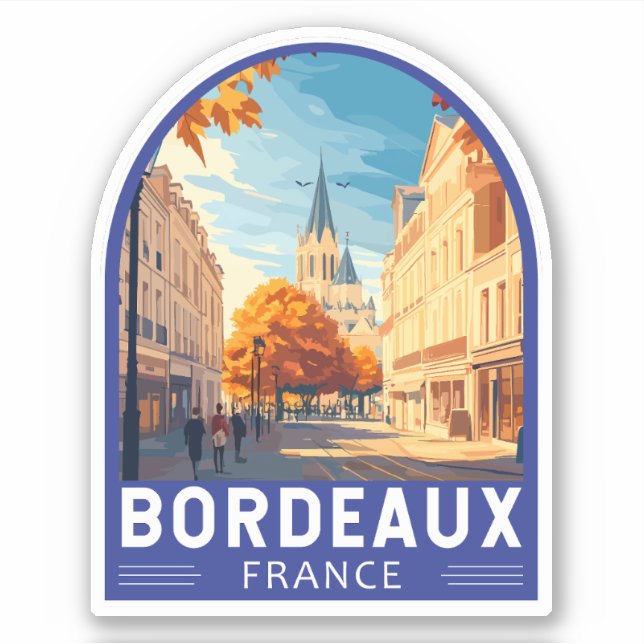 Sticker Emblème d'Art Voyage de Bordeaux France (Devant)