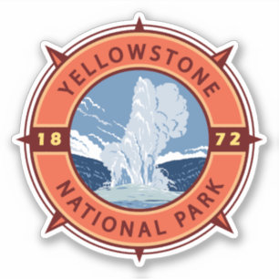 Sticker Emblème de compass rétro du parc national Yellowst