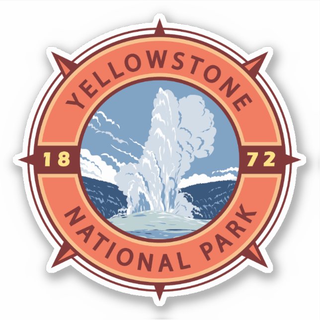 Sticker Emblème de compass rétro du parc national Yellowst (Devant)