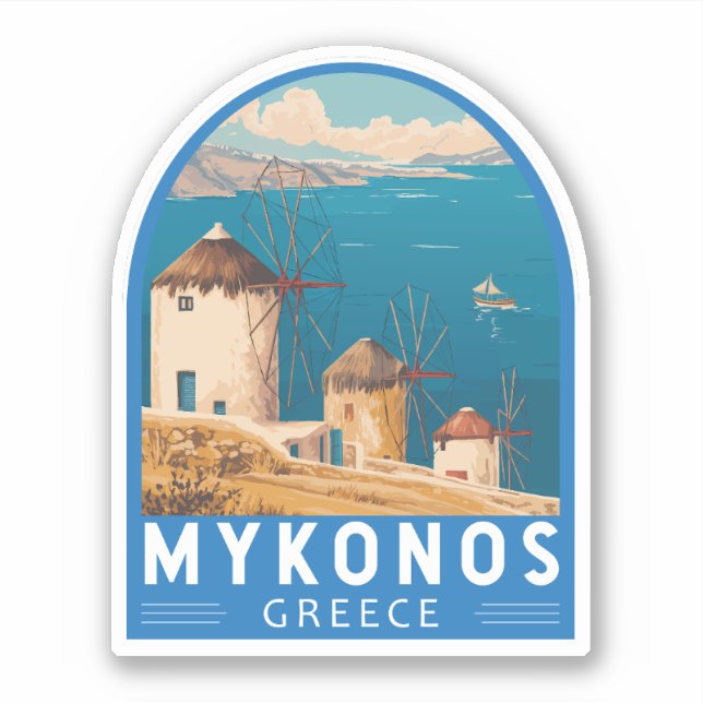Sticker Emblème de Mykonos Grèce Travel Art (Devant)