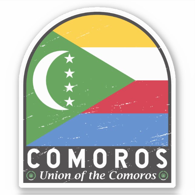 Sticker Emblème Drapeau Comores Vintage (Devant)