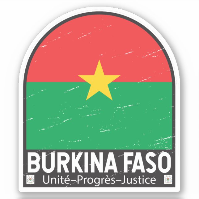 Sticker Emblème du drapeau burkinabé Vintage (Devant)